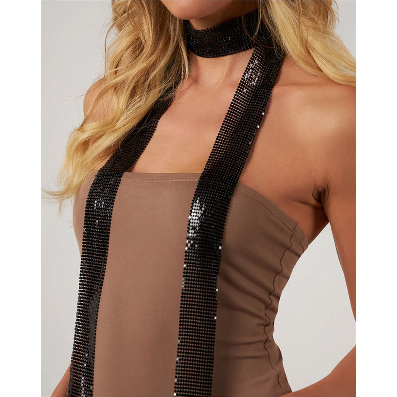 Nouvelle Écharpe Scintillante Femme Printemps-Été 2026 – Collier de Luxe en Métal avec Strass et Diamants, Châle Personnalisé