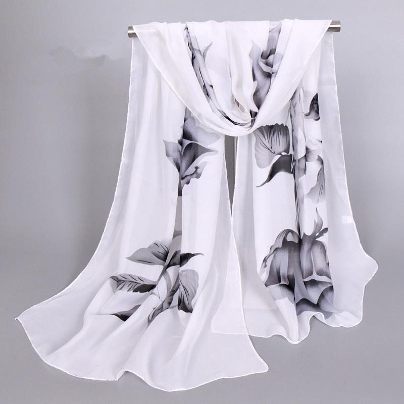 1Pc nouvelle mode en mousseline de soie Hijab femmes longues douces Rose fleur imprimé foulards Foulard femmes châles