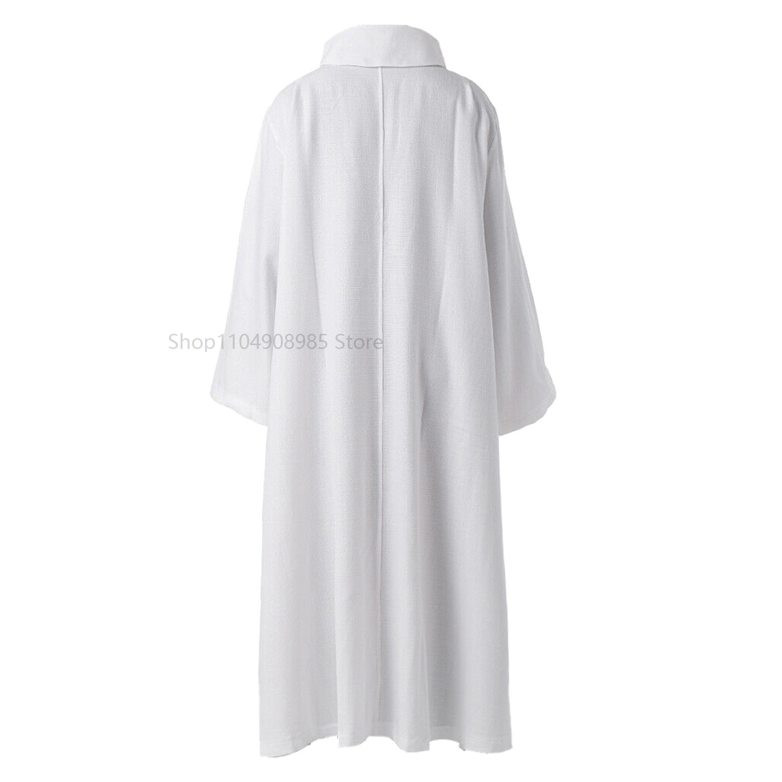 Robe de prêtre blanche, Costumes Cospaly médiévaux, tenues fantaisie, fête de carnaval d'halloween, Robes de clergé, église catholique