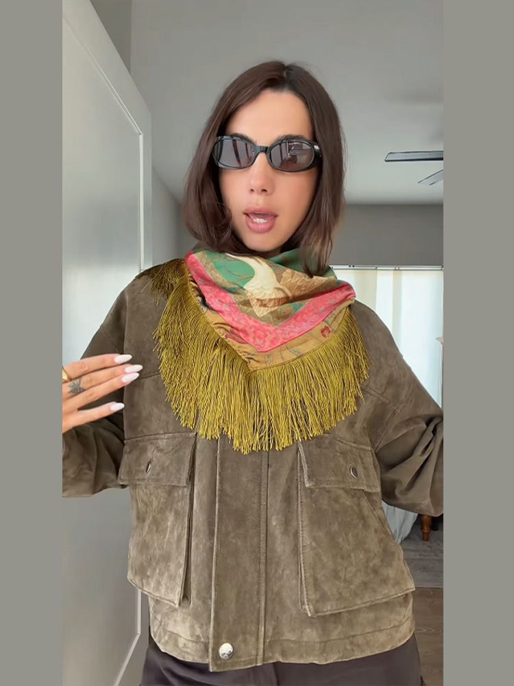 Écharpe carrée vintage 2026 imprimée à franges et patchwork pour femme, vert, mode décontractée, style urbain, printemps, châle pour femme