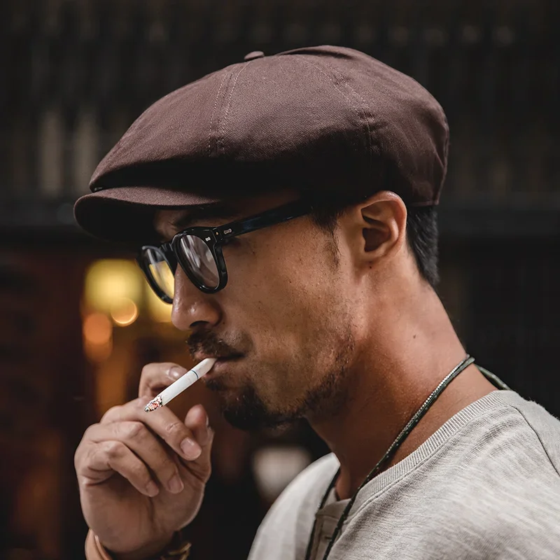 Maden Chapeau de journal vintage pour homme, chapeau octogonal réglable au café, usage quotidien, peintre à la mode, casquette assortie pour l'automne et l'hiver