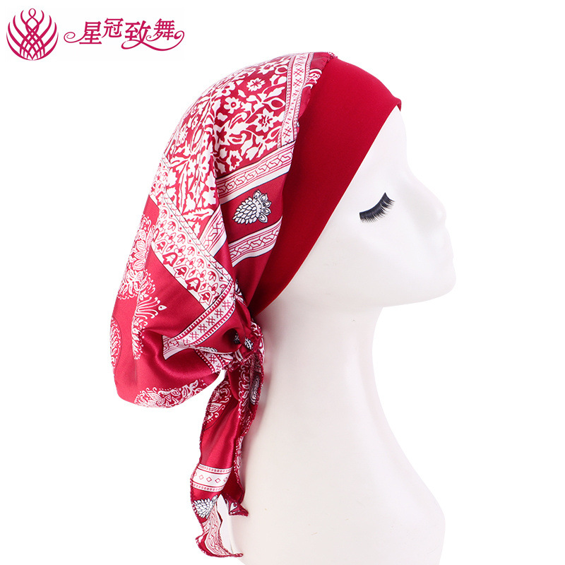 Foulard élastique à large bande imprimé Boho, bonnet de nuit Turban et bandeau pour cheveux pour femmes