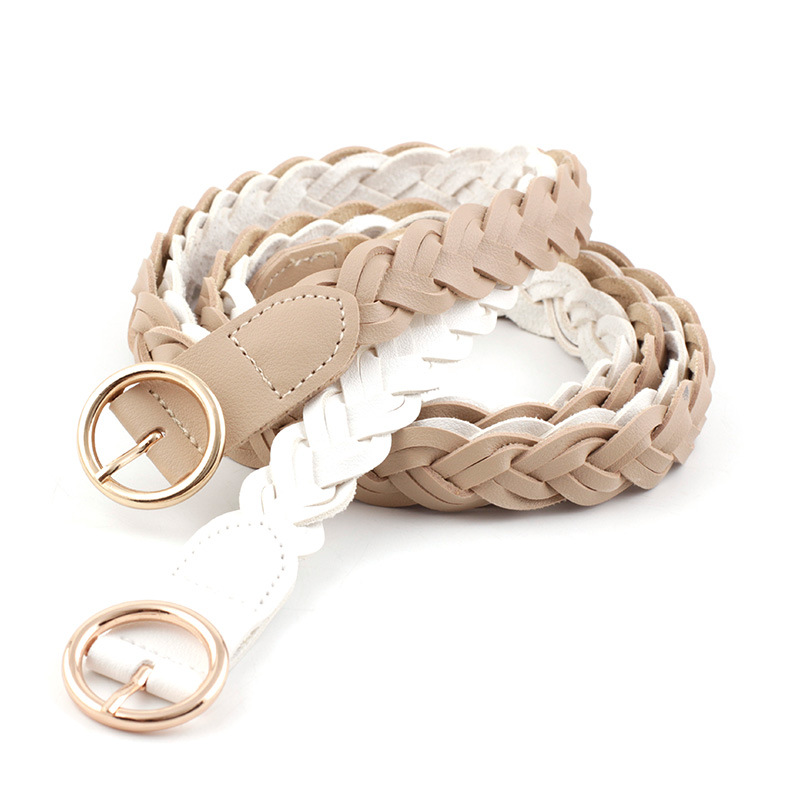 Ceinture pour femmes nouvelle mode polyvalente tressé Simple décoratif boucle ronde ceinture pour les femmes