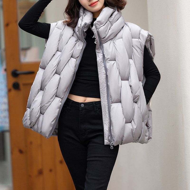 Femmes hiver vers le bas coton gilet veste 2025 sans manches col montant dames gilet manteau mode décontracté dame vêtements d'extérieur
