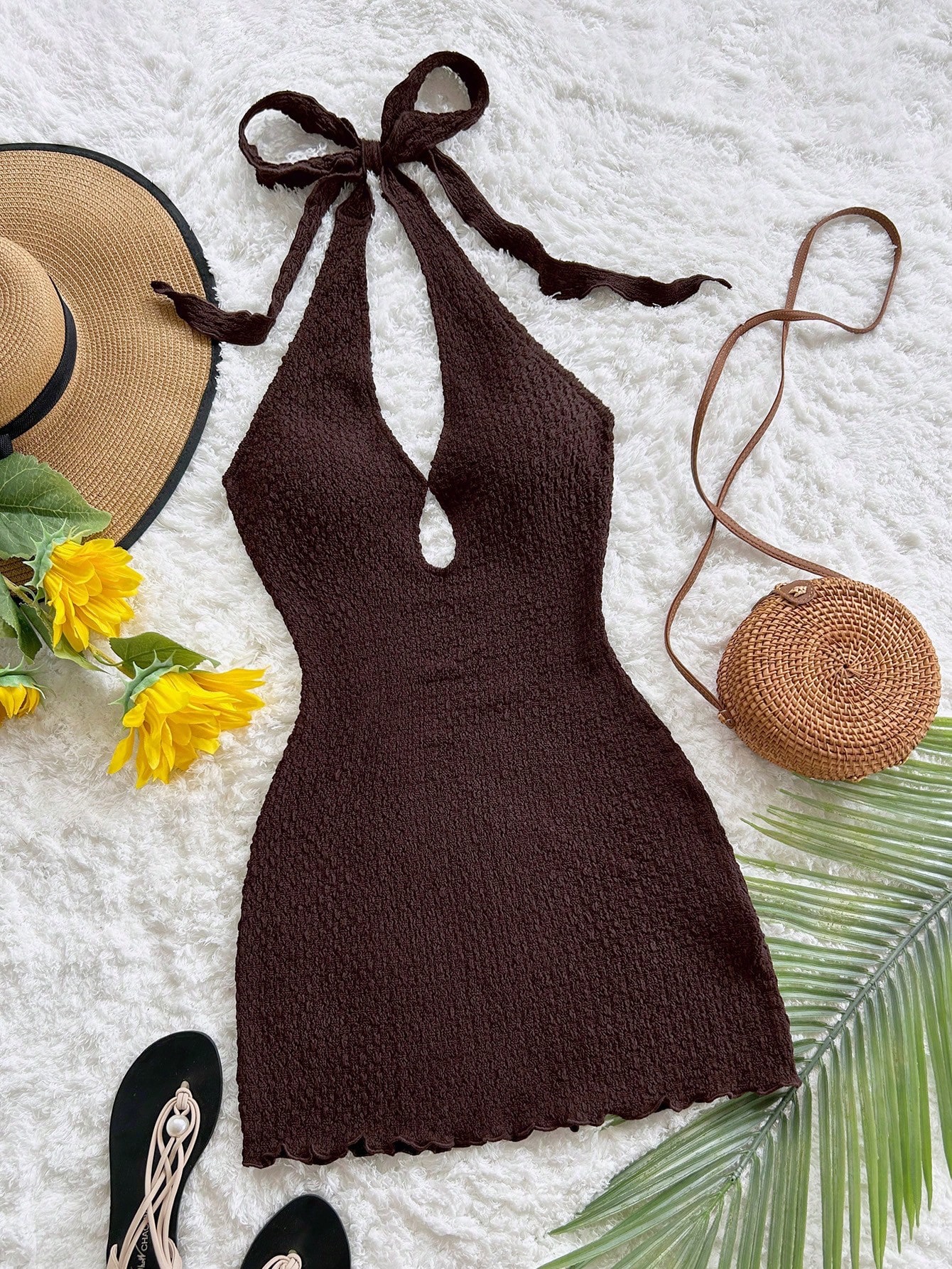 Nouvelle robe élégante pour femmes, robe courte à nœud papillon épaules dénudées, robe mini bohème tropicale dos nu