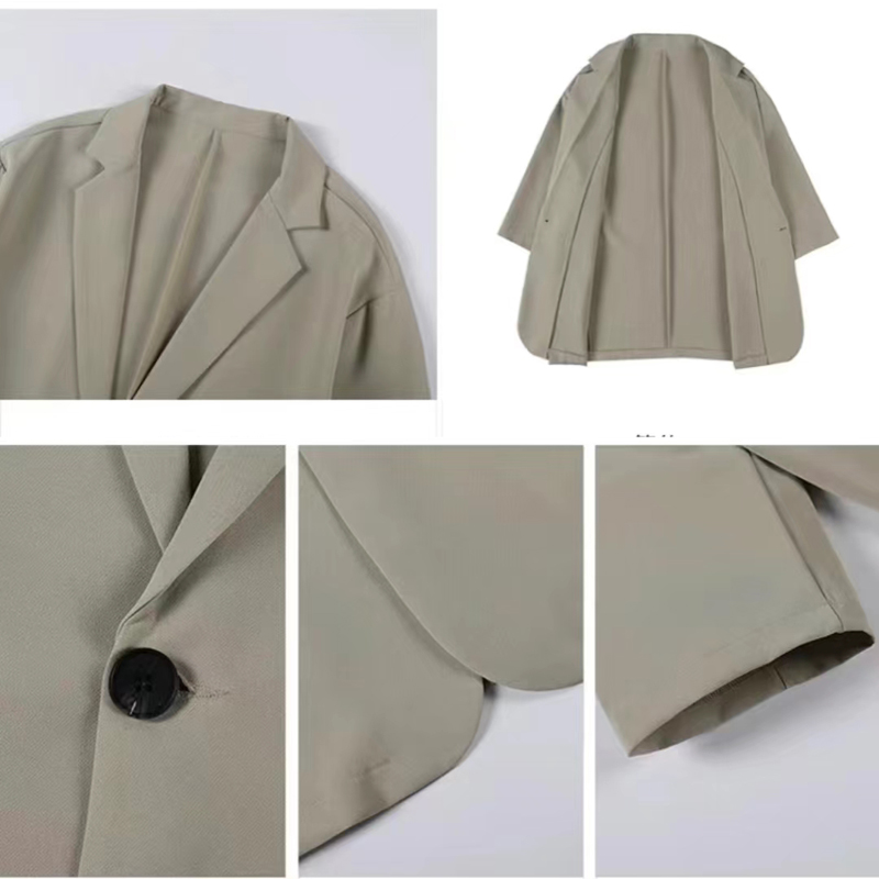 Costumes formels de style coréen pour hommes, vestes à manches courtes et pantalons longs pour hommes, coupe couvertes simple, monochromatique, ensembles de 2 pièces, printemps, automne