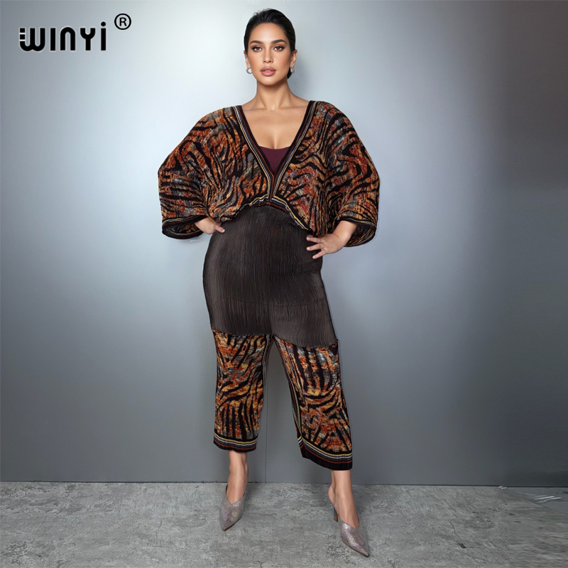Combinaisons et salopettes plissées ajustées WINYI pour femmes, style Abaya Dubaï, tenue de soirée de luxe, mode musulmane pour la plage et les vacances