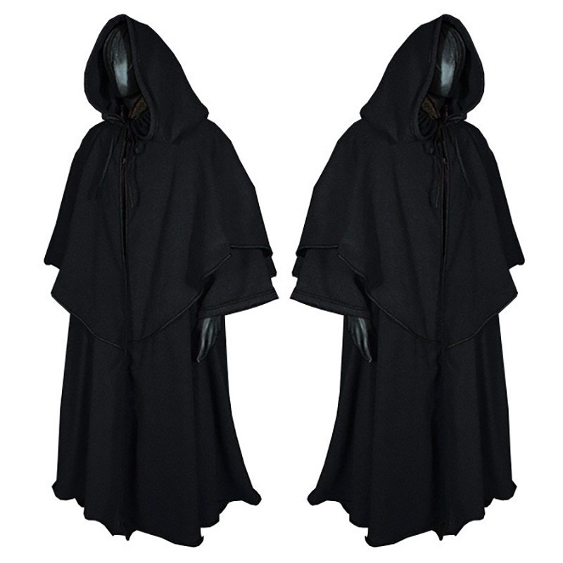 Cape médiévale à capuche Robe Cape 5 couleurs Robe de moine Cape à manches longues Cape de magicien Halloween scène Cosplay Costumes nouveau 2025
