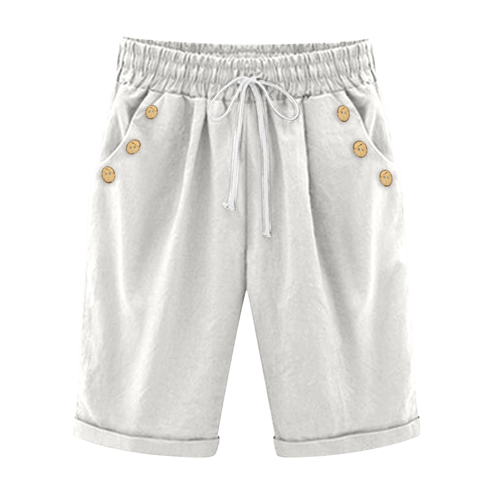 Short de plage décontracté pour femme, pantalon d'été pour vacances, couleur unie, poche à boutons, élastique, haute