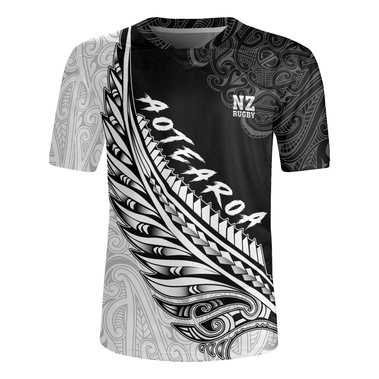 Nouvelle-zélande Rugby-Jersey argent fougère drapeau Styles 3D imprimé col en V t-shirt NZ Jersey col en v T-Shirts hommes Cool manches courtes T-Shirts