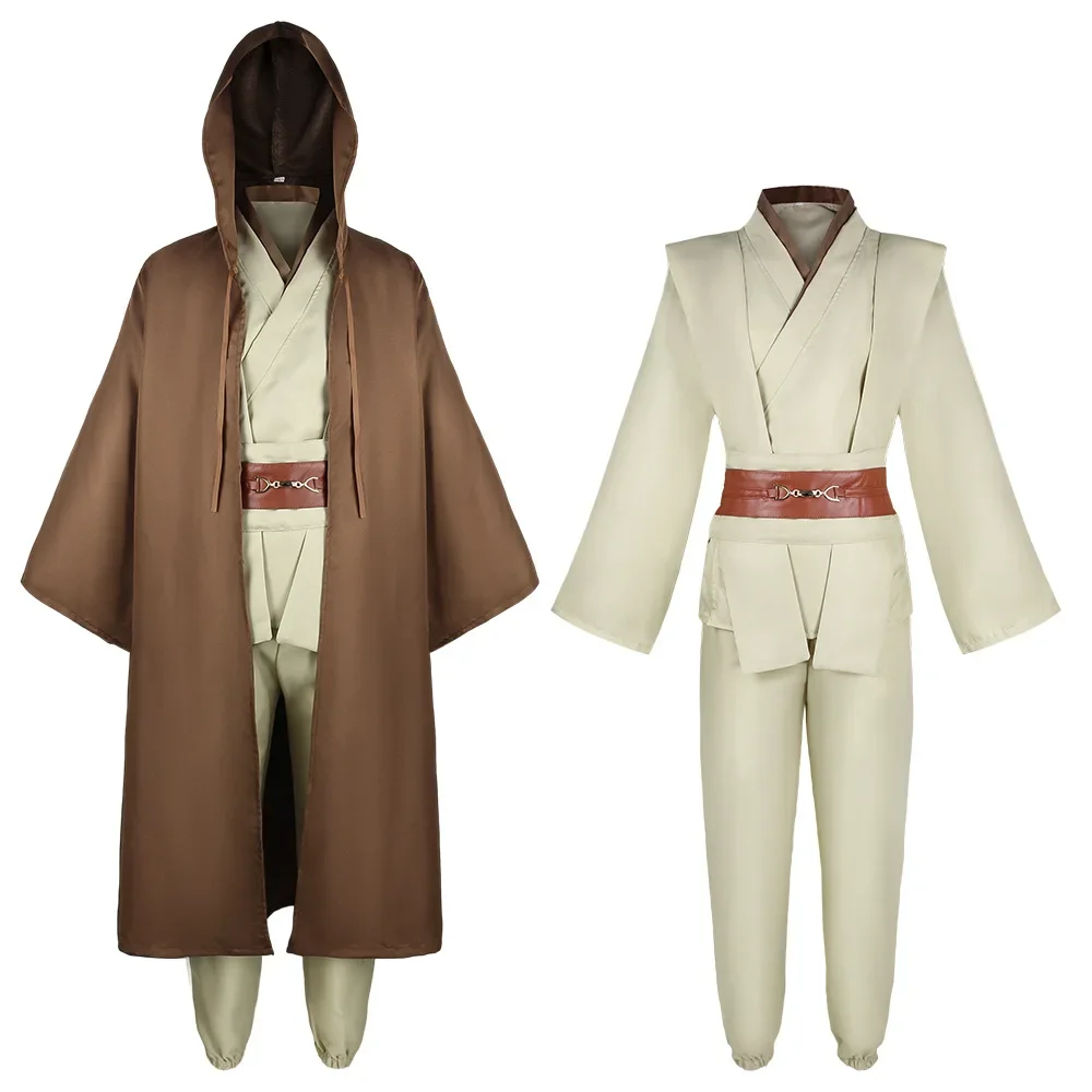 Costume de cosplay Anime Obi Wan Kenobi Jedi, manteau unisexe, uniforme de frère, robe, ensemble complet d'accessoires, tenues de carnaval d'Halloween