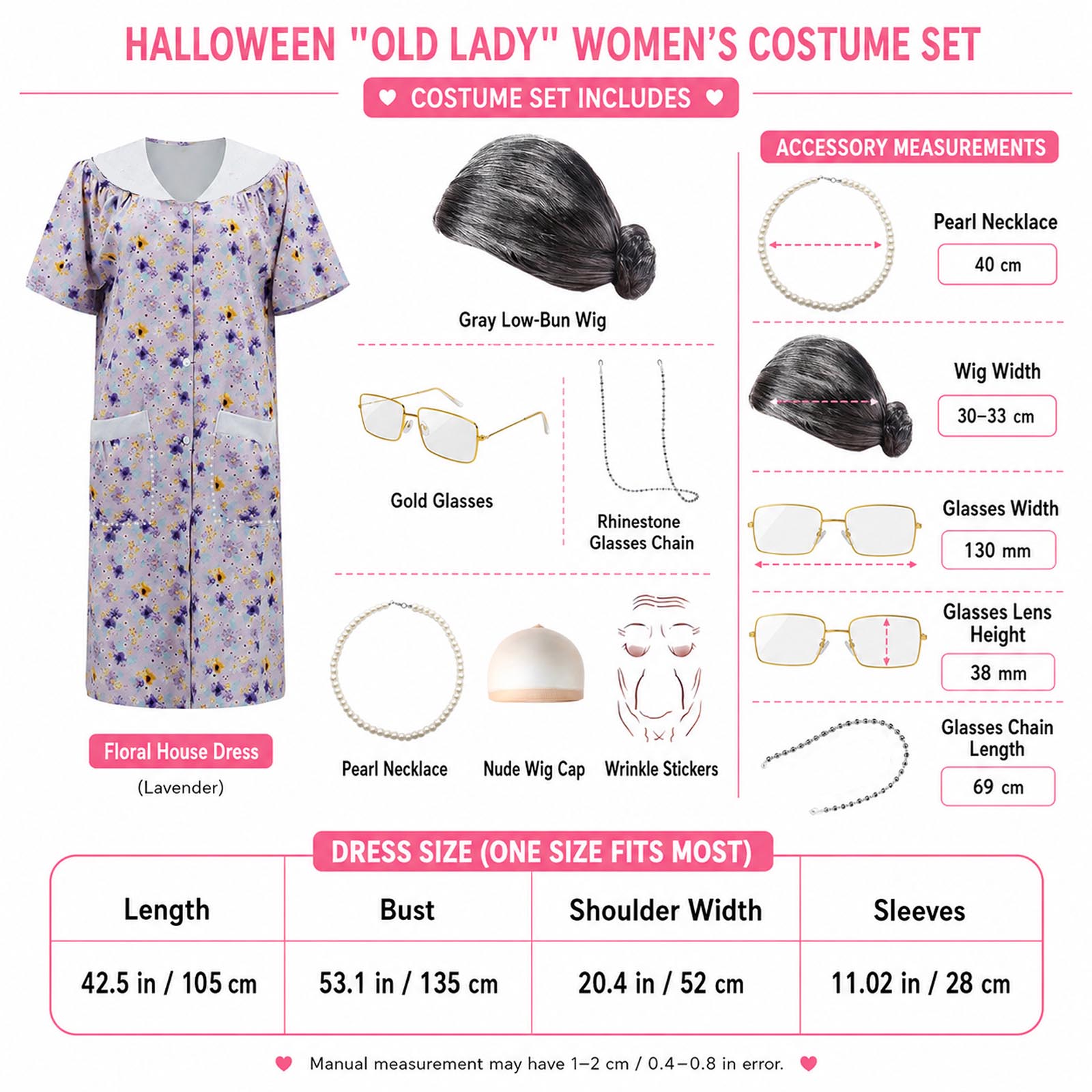 Costume de grand-mère pour la rentrée scolaire des femmes, tenue de spectacle pour Halloween, ensemble robe et chemise de nuit pour femme âgée