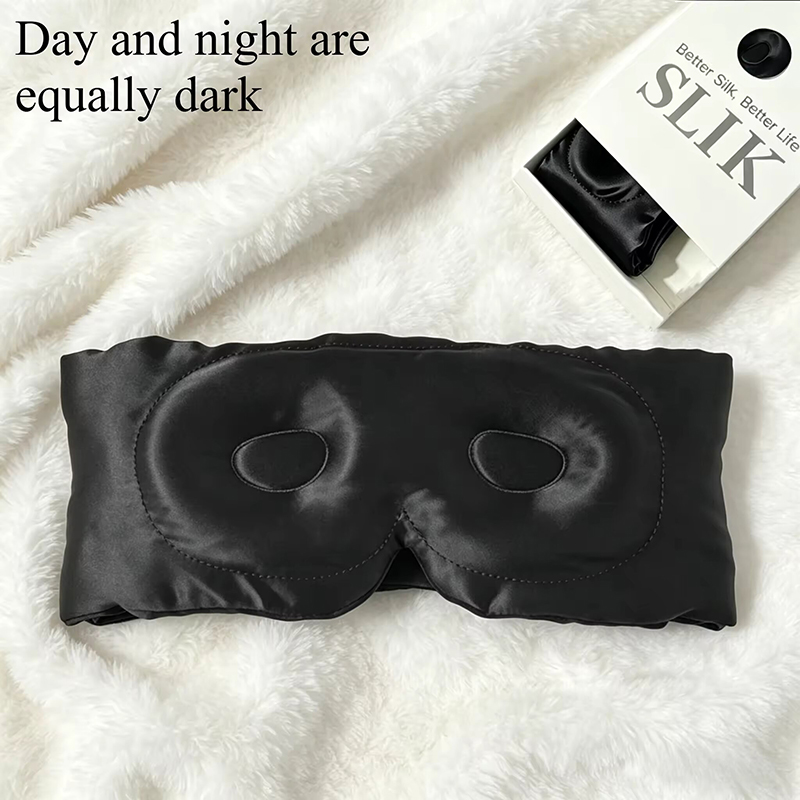 Masque de sommeil en soie pure 100% de luxe, contour 3D, doux, respirant, sans pression, confortable pour dormir