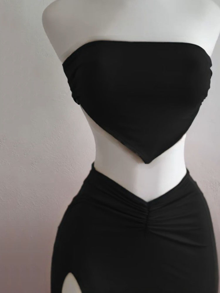 Ensemble 2 pièces pour femmes, haut court, dos nu, jupe taille haute, Sexy, Slim Fit, robe mi-longue fendue, costumes tubulaires, ensembles de Club de fête, été