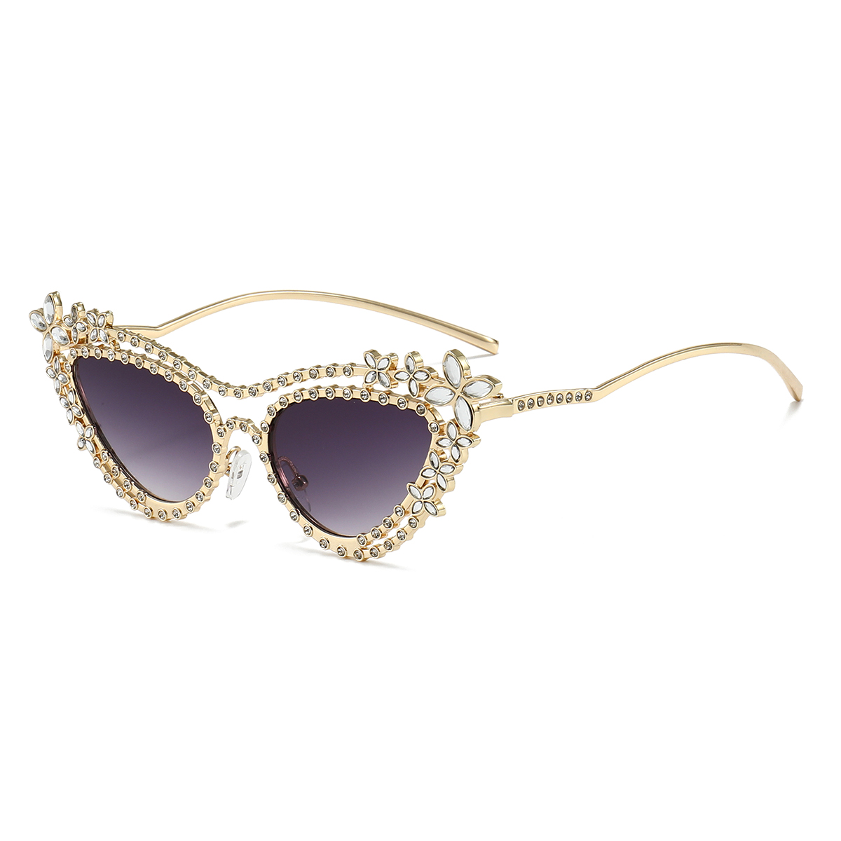 1 paire de lunettes de soleil pour femme, nouveau style de luxe avec strass, design œil-de-chat unique, haute valeur esthétique, exquises et polyvalentes