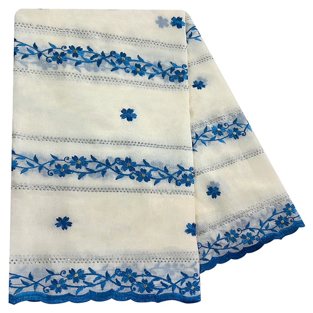 Écharpe brodée de haute qualité en tissu 100% coton et fil de rayonne, style Dubaï, pour femmes africaines, hijab musulman