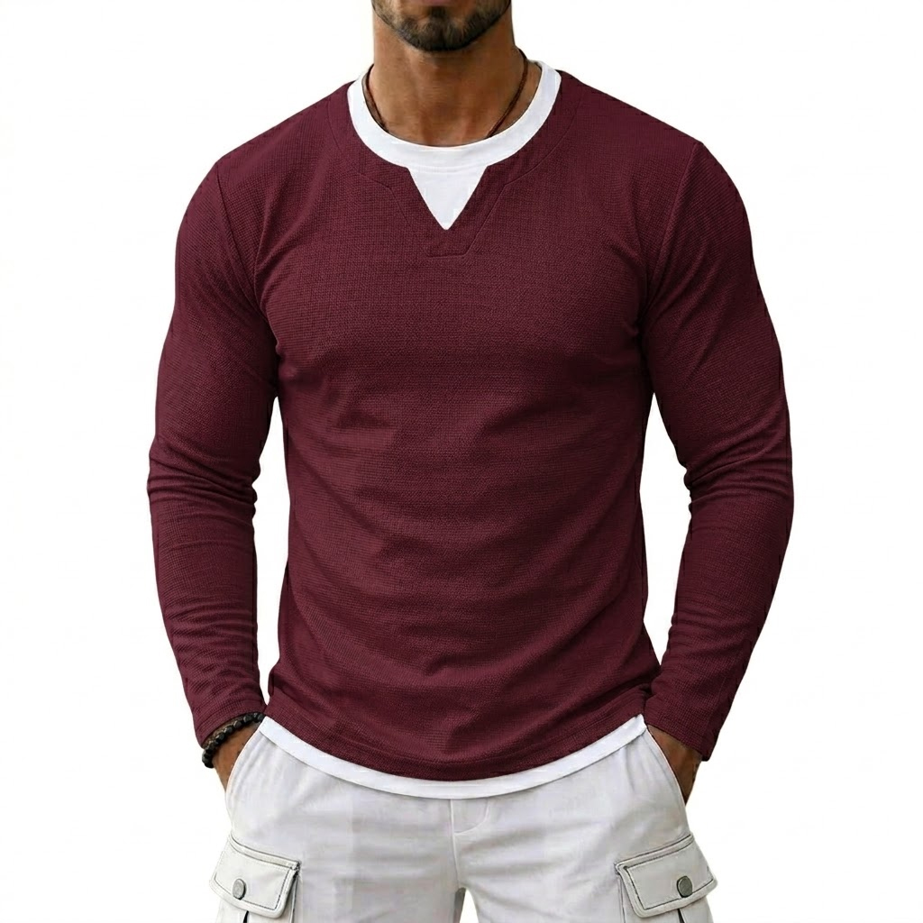 T-shirts de luxe à manches longues pour hommes – Marques décontractées, col gaufré, respirants, maillots de football, vêtements de sport pour homme