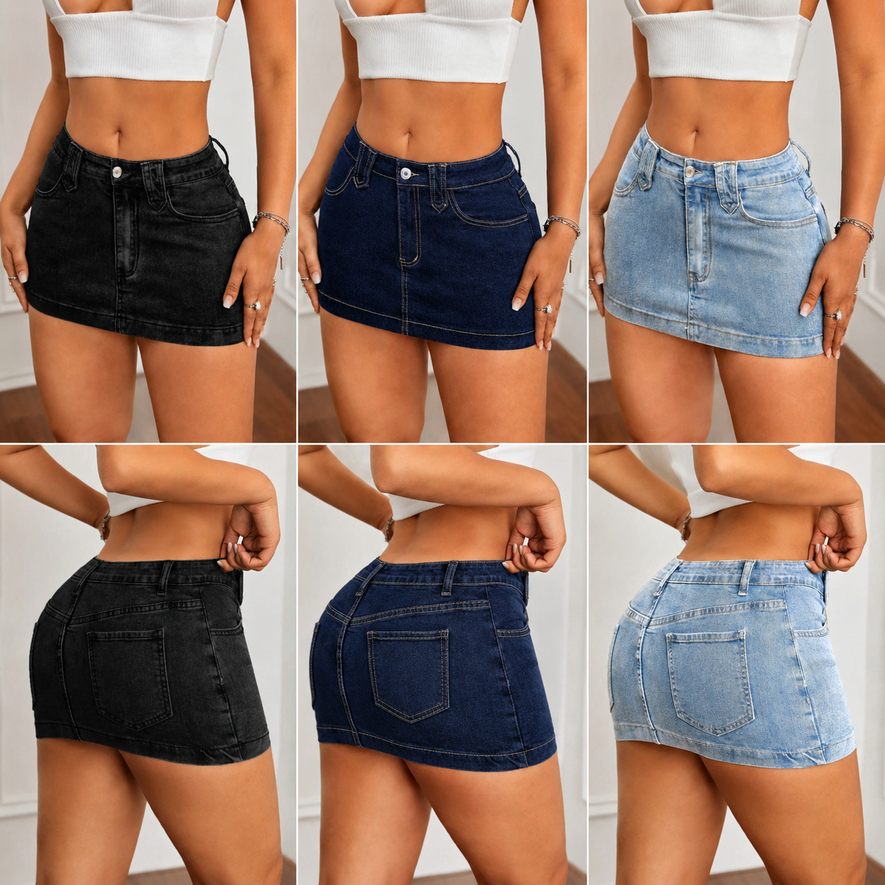 Jupes en jean pour femmes, taille haute, mini, style streetwear, moulantes
