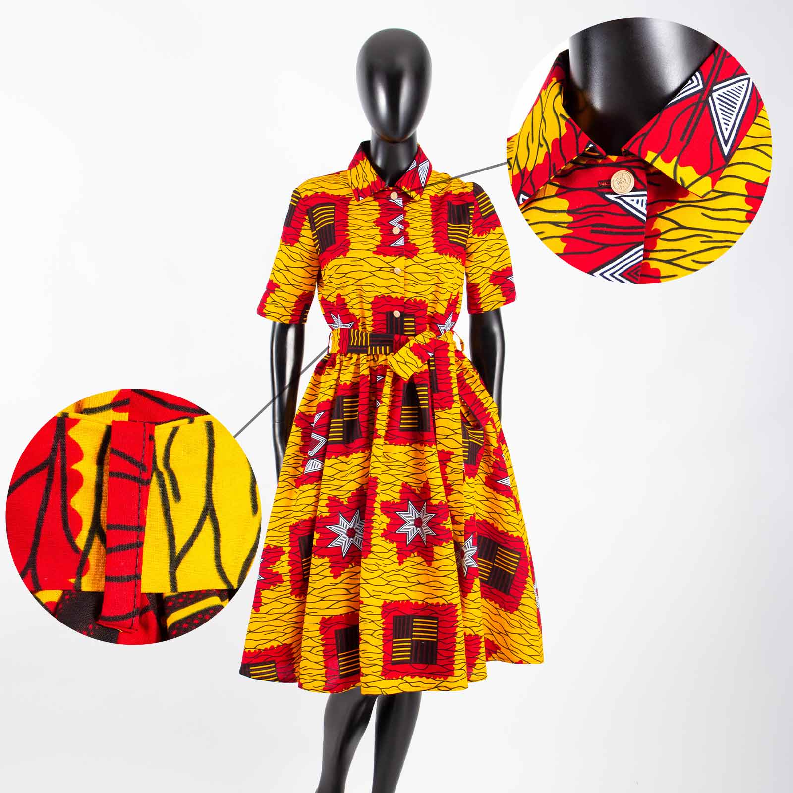 Robes africaines pour femmes, manches courtes, col en v, taille haute, tissu Ankara imprimé, robe formelle en pur coton, Bazin Riche, S 2025072