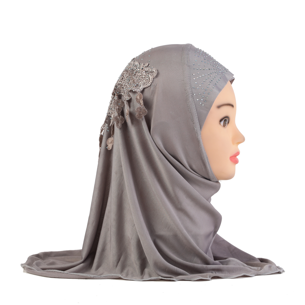 H045a détail musulman 2-5 ans petites filles couverture complète Hijab solide sous-écharpe chapeaux islamiquesTurban casquettes bandeau Bonnet écharpe châle