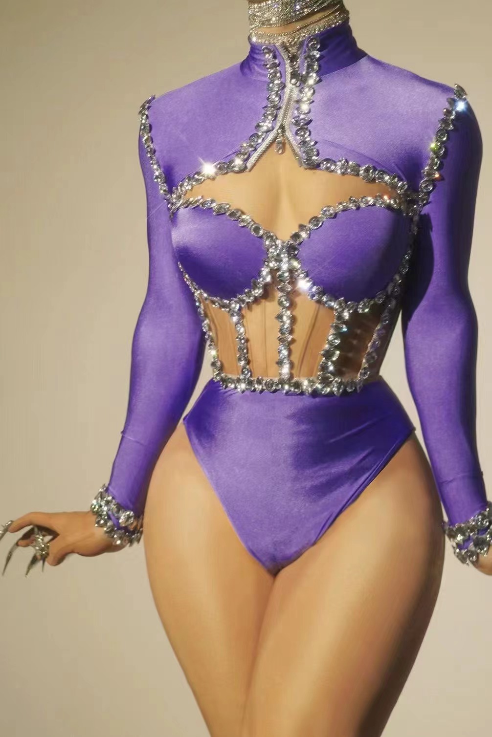 Body à diamants scintillants pour femmes, Costume de danse de Performance Sexy, vêtements de scène de chanteur et de danseuse, tenue de danse sur poteau en boîte de nuit