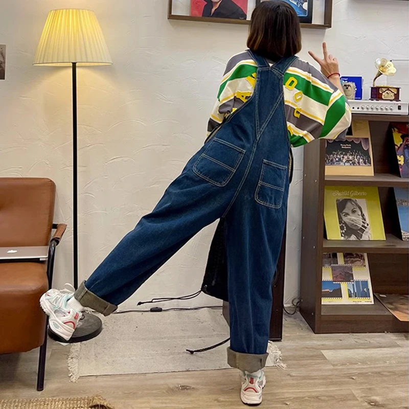 Combinaisons en Jean Brodé pour Femme, Salopette Vintage Baggy en Denim, Pantalon Droit à Jambes Larges, High Street, Nouvelle Collection 2025