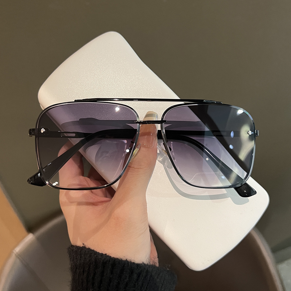 Lunettes de soleil rétro unisexes amincissantes UV400 pour la conduite et les voyages, style pilote, double pont, tendance