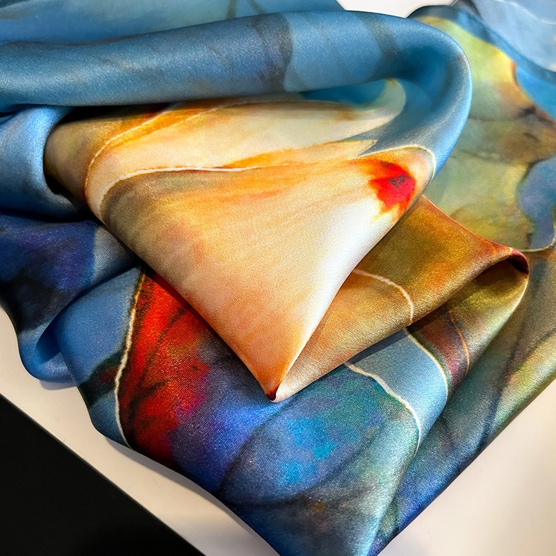 Foulard carré en soie à motifs floraux pour femme, Hijab, Bandeaux pour cheveux, Foulard de cou, Châle en satin, Bandeau ruban, Bandana de mode pour le cou