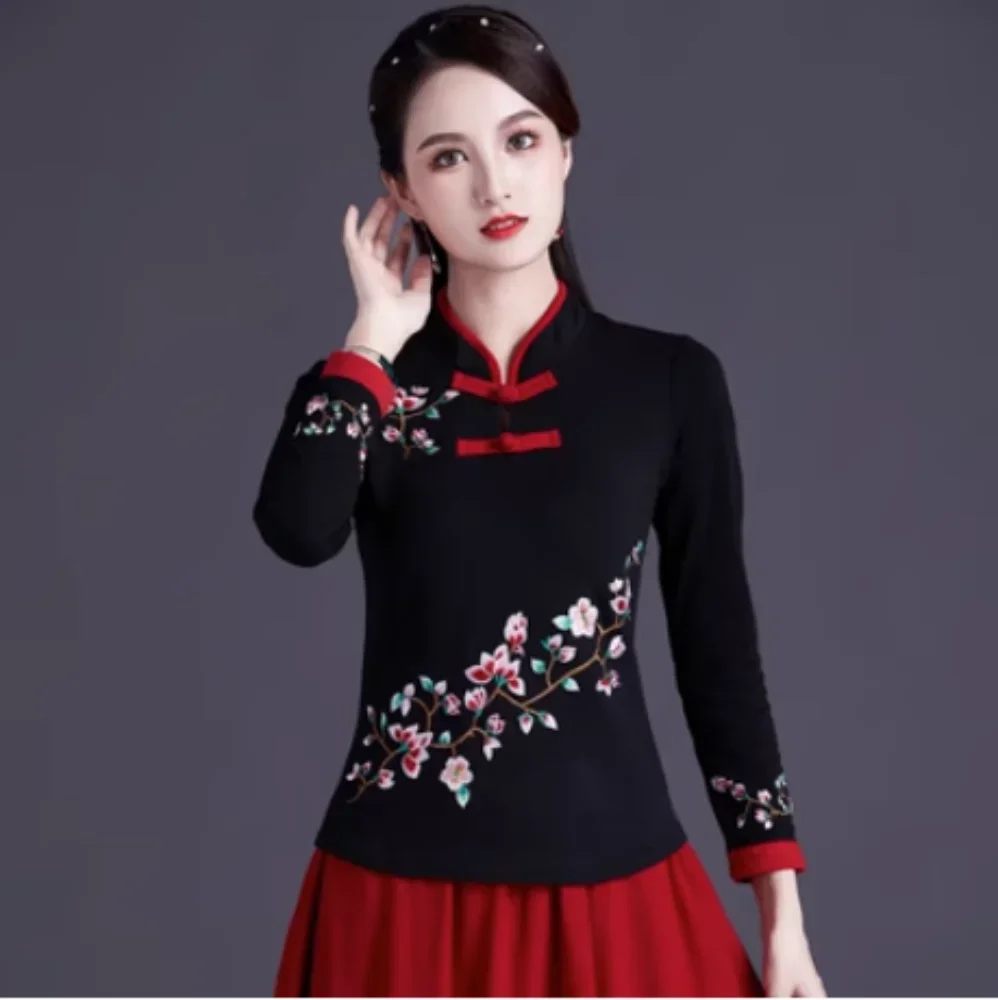 Style ethnique Streetwear mode décontracté femmes vêtements chemises pour femmes Vintage vêtements t-shirt Y2k haut femmes vêtements broderie