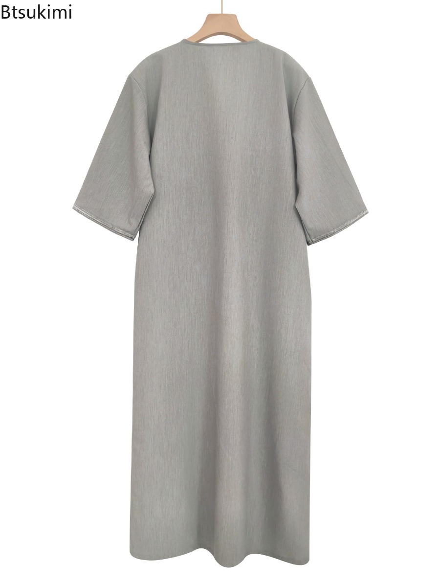 Kaftan du Moyen-Orient pour l'Aïd, robe musulmane pour hommes, style ethnique, robe ample brodée, vêtements arabes islamiques, abayas décontractées, jubba thobe pour hommes