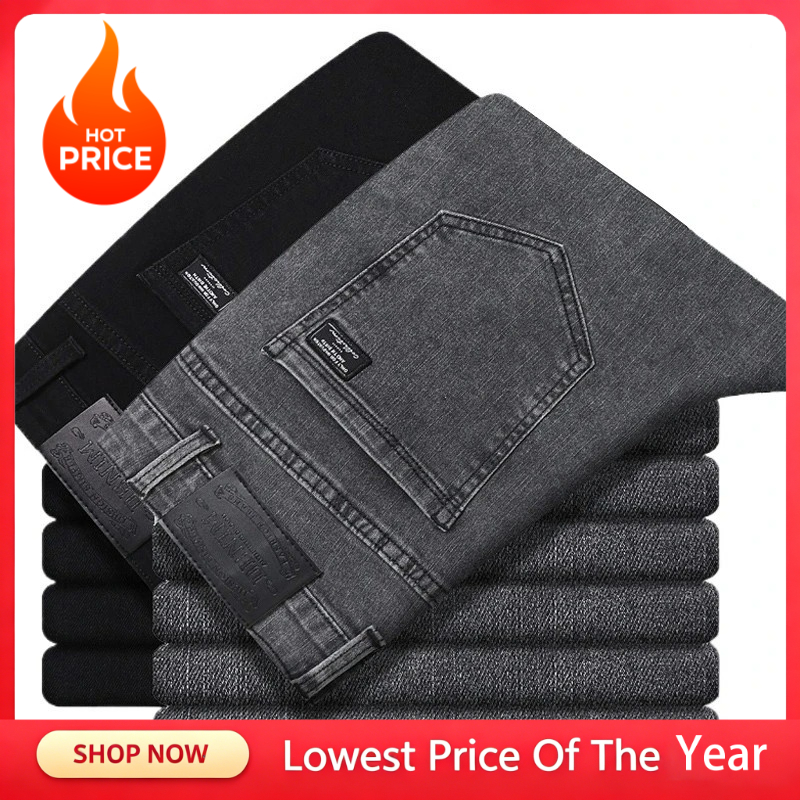 Nouveau Jean Droit Extensible pour Homme – Polyvalent, Tendance, Décontracté, Coupe Classique, Long – Idéal Printemps-Automne – Pantalon en Denim pour Homme