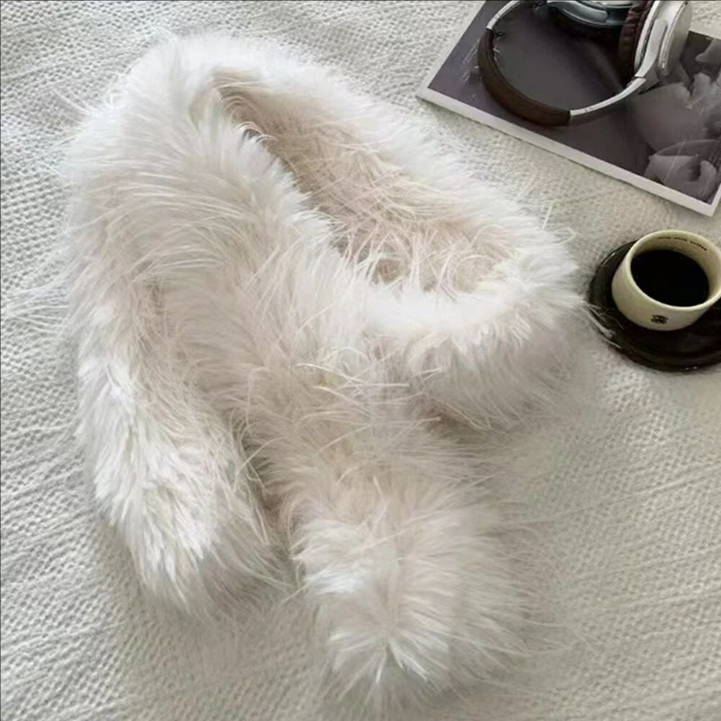 Nouveau blanc fausse fourrure écharpe pour femmes hiver chaud Long châle enveloppes coupe-vent moelleux cou couverture Bufanda longue décontracté Echarpe nouveau