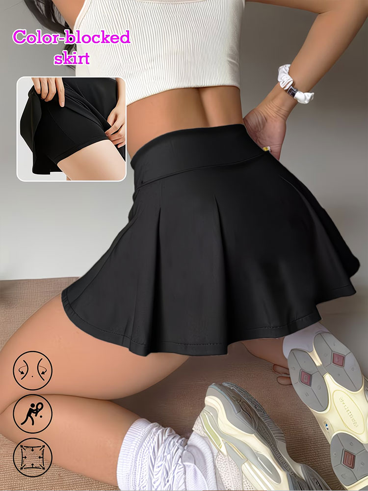 Tenue de yoga et de tennis pour femmes, jupe de sport taille haute, nouveau style d'été, séchage rapide, jupe trapèze, adaptée pour la course à pied et l'entraînement