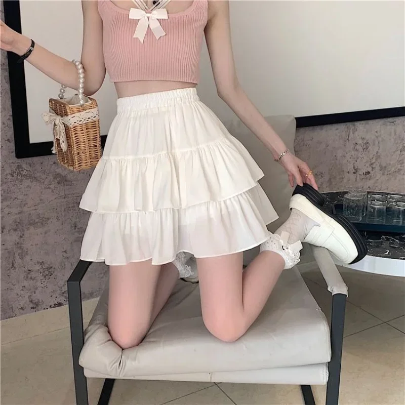 Mini jupe taille haute élégante pour femme, mode coréenne, jupes trapèze pliées, robe de Rhdécontractée pour femme, été, nouveau, Y2K