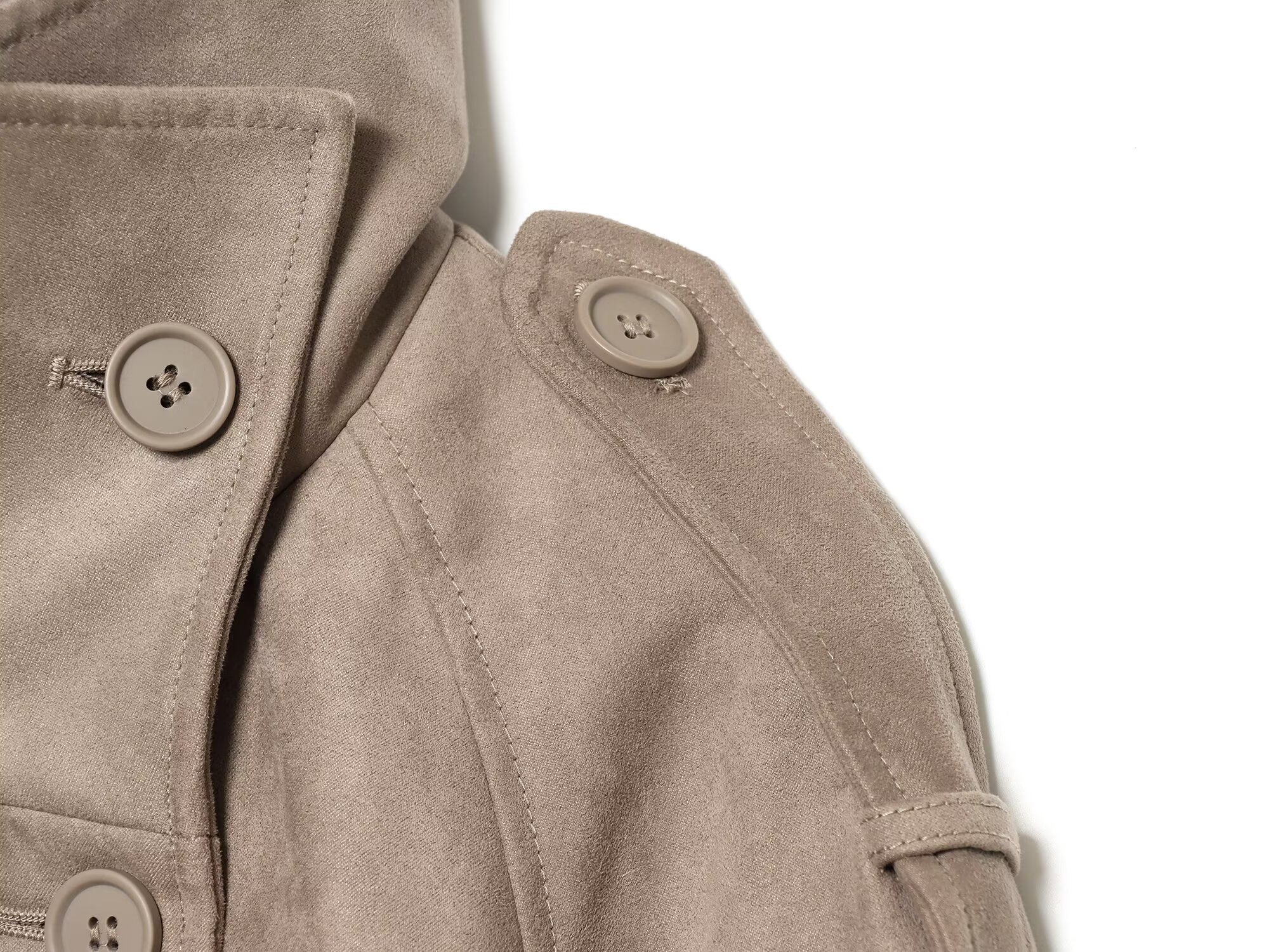 BSAY 2026 Manteau Trench Court Femme Automne à Double Boutonnage, Col Montant, Épaulettes, Manches Longues, Coupe Ajustée