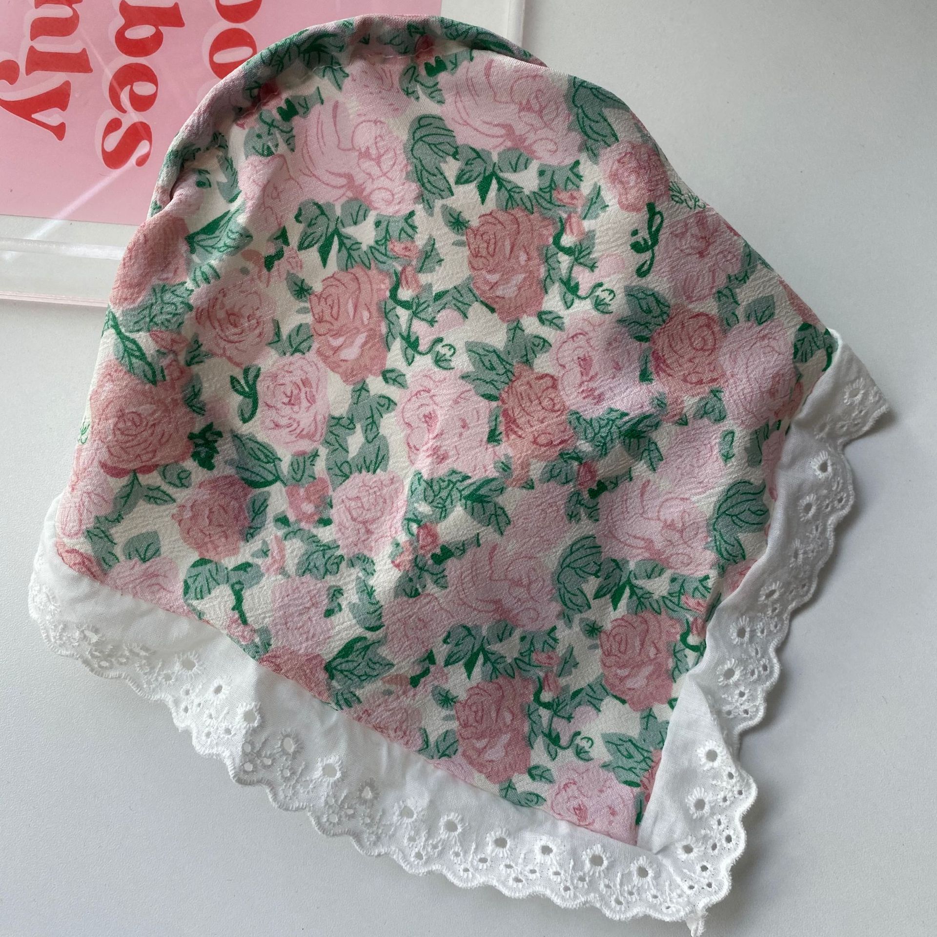 Foulard bandeau en dentelle pour femmes, Bandana Triangle de Style français avec bandeau intégré, accessoire pour cheveux Chic pastoral, 2025