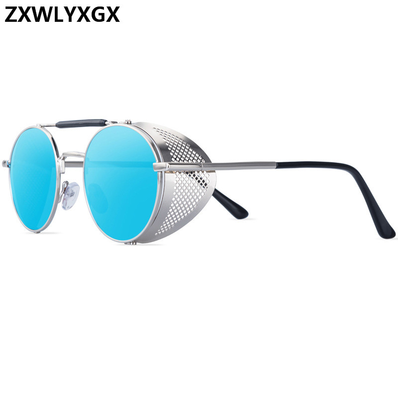 Lunettes de soleil rondes en métal rétro pour hommes et femmes, Steampunk, Designer de marque, Lunettes de soleil vintage, Protection UV, Tendance