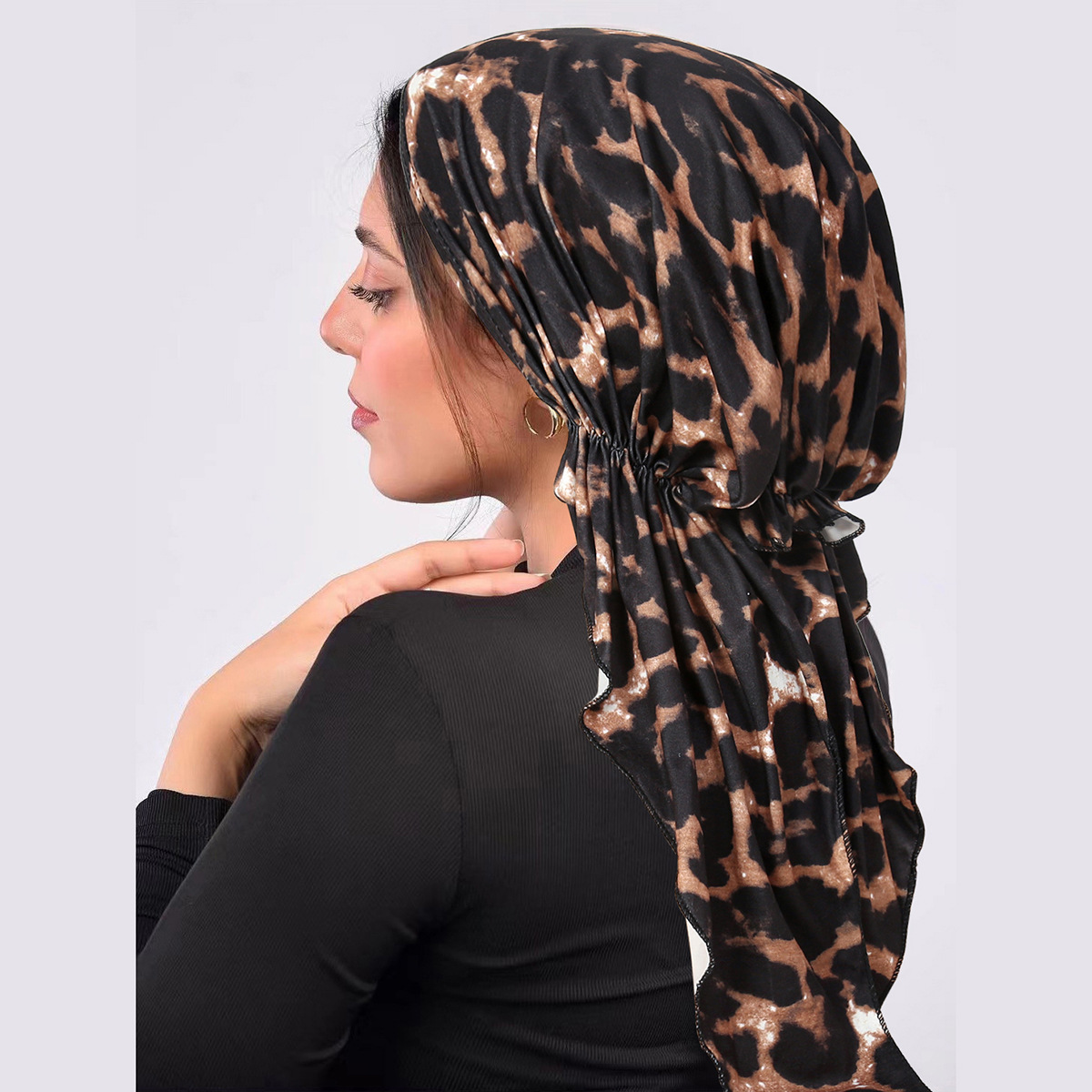Casquettes Hijab musulmanes à imprimé floral pour dames, bonnet turban à longue queue, tête ronde, doux, élastique, coiffure portable, mode, nouveau, 2024