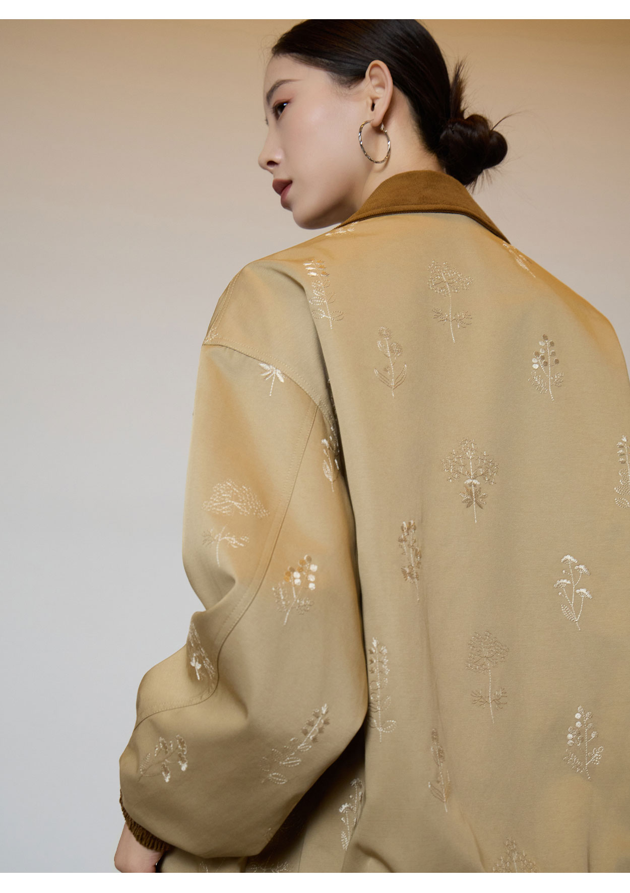 Veste Courte Brodé pour Femme, Manteau Utilitaire Vintage, Coupe Ample Décontractée, Vêtement de Travail Printemps-Automne, Tendance Mode