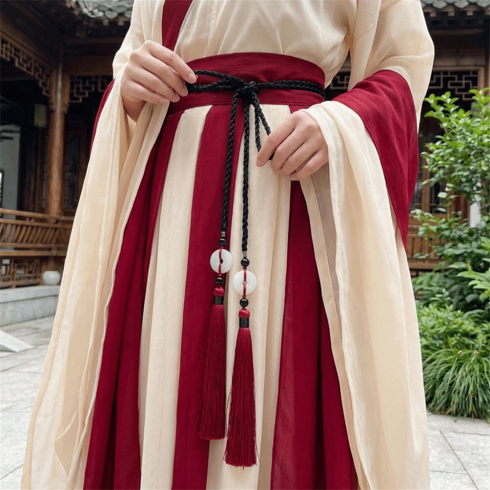 Ceinture Hanfu vintage tressée à la main, style chinois traditionnel, avec pompon et pendentif Ping An, pour hommes et femmes