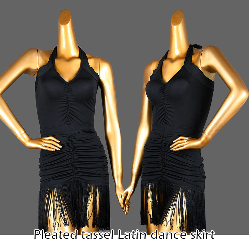 Jupe de brevLatine Noire à Franges pour Femme, Costume à Volants, de Salle de Bal, Régions ba, Samba, Tango, Chacha