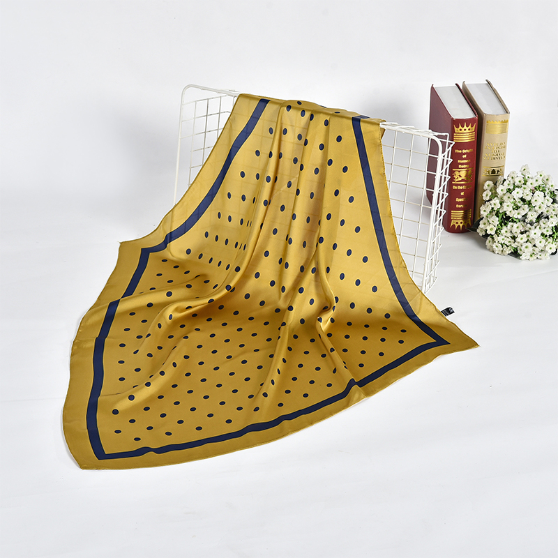 Foulard carré en soie imitée pour femmes musulmanes, écharpe portefeuille hijab, mouchoir doux multifonctionnel, imprimé à pois, eldana