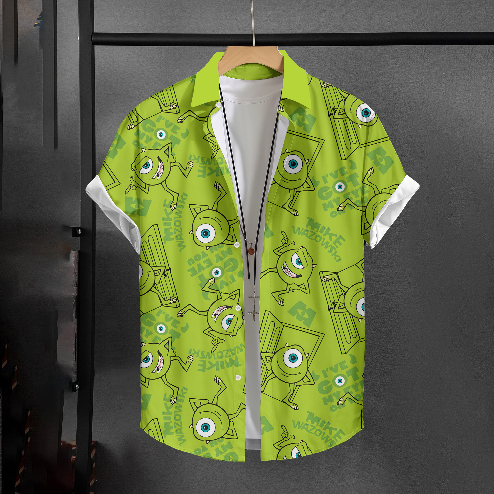 Chemise de plage hawaïenne à manches courtes pour hommes, motif dessin animé, nouvelle impression 3D Monsters, Inc. Vêtements pour hommes tendance