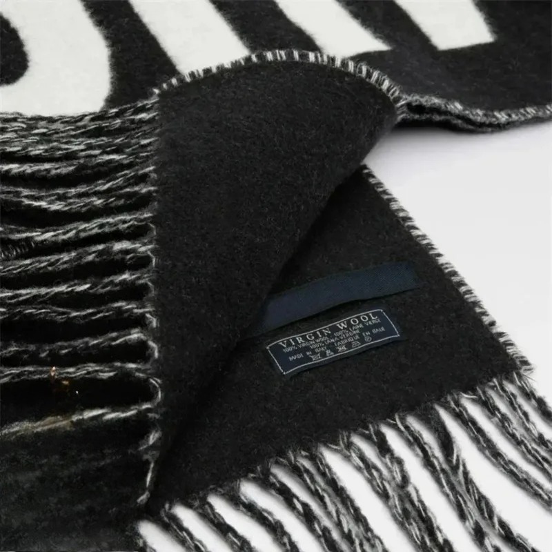 Écharpe 100% laine pour femmes, marque de luxe, écharpe d'hiver épaisse et chaude, monogramme, châle en cachemire de haute qualité pour femmes.