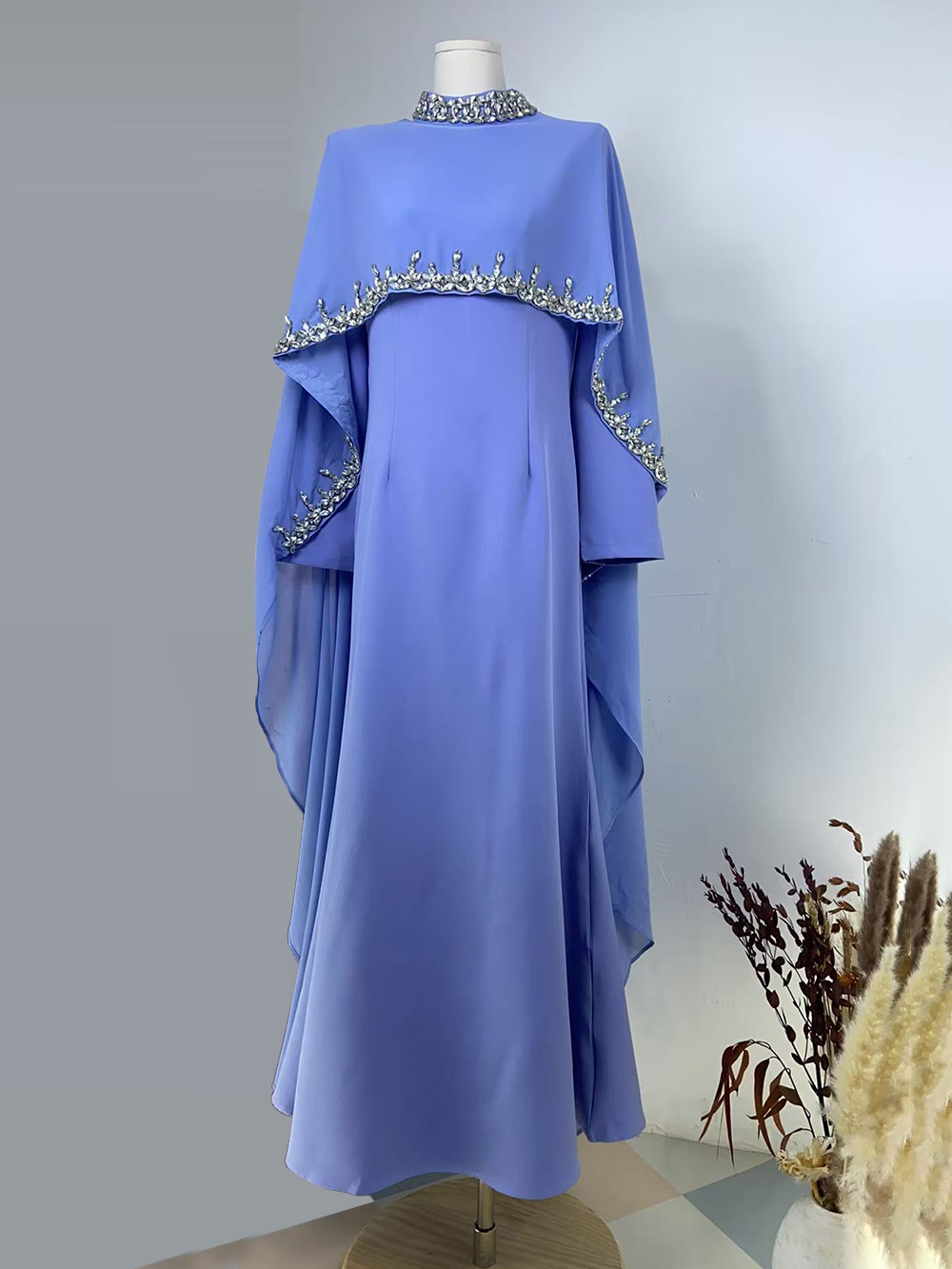 Femmes diamant châle conception Abaya Eid Mubarek robes musulmanes Robe à manches longues robes mode Abayas pour les femmes Isamic vêtements