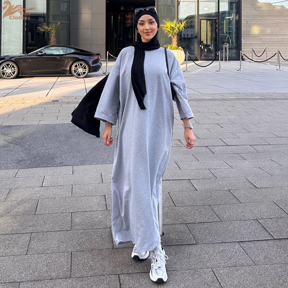 Zahraa 2026 Nouvelle Robe Modeste Couleur Unie Robes Intérieures Femme Musulmane Dubaï Abaya Aïd Ramadan Vêtements Islamiques Turquie Robe Arabe