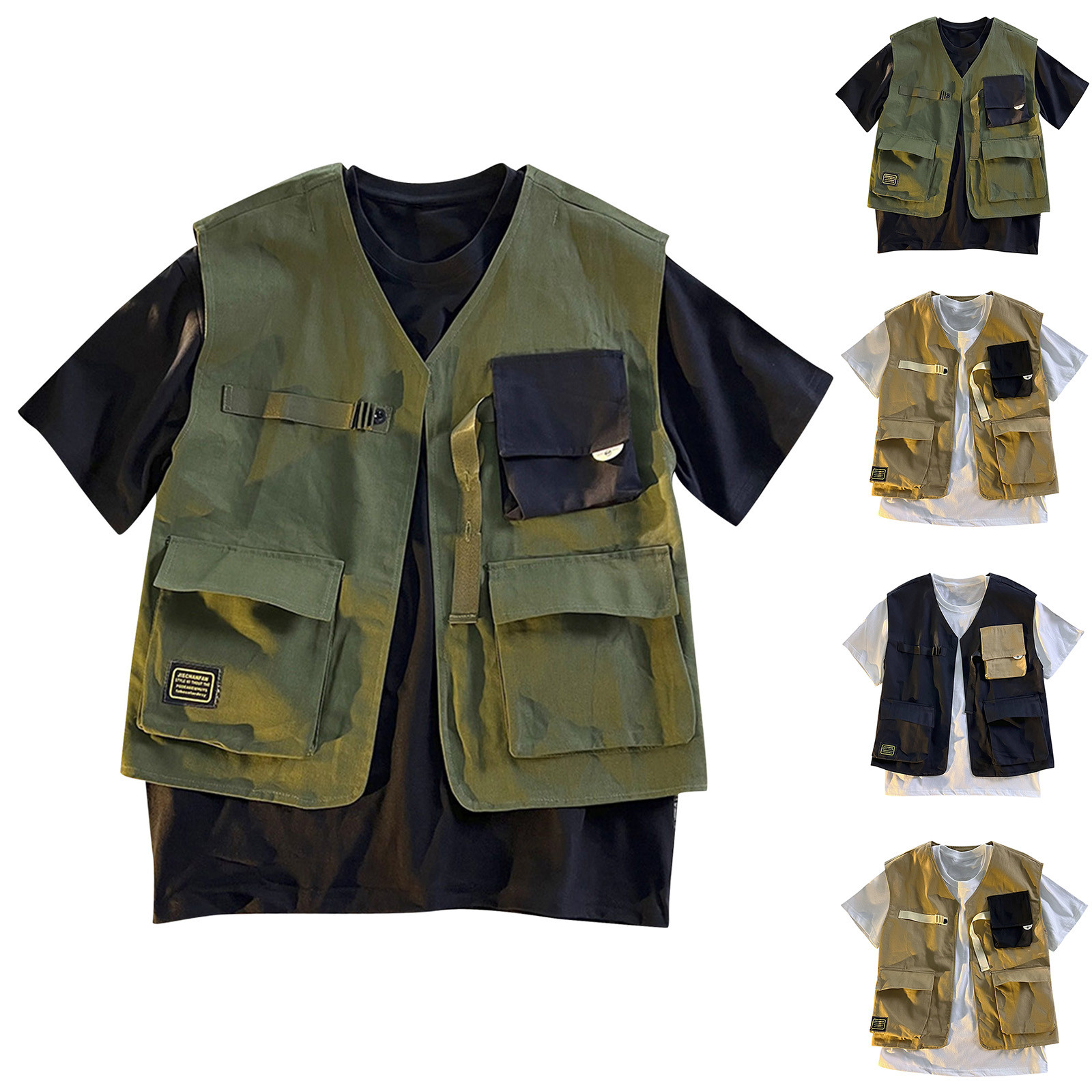Hommes décontracté poche Cargo gilet manteau terrain d'escalade hommes coupe-vent vestes hommes vêtements