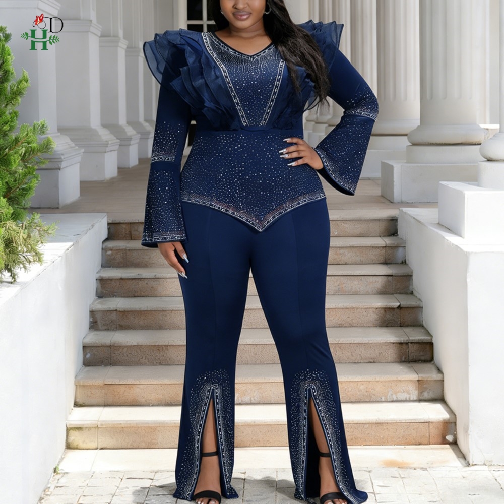 Robes Africaines pour Femme – Nouvelle Collection 2026 – Robes Turques Africaines – Tenues de Soirée 2 Pièces avec Pantalon Diamant – Mode Africaine