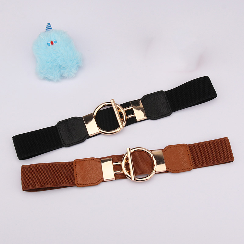 Ceinture à boucle ronde pour femmes, ceinture élastique Simple de 4cm de large, cintré à la taille de tempérament décoratif