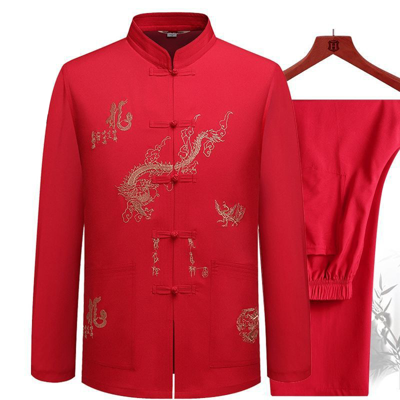 Vêtements Tang traditionnels chinois, costume Kung Fu, mode décontractée, T-shirt brodé, pantalon Wing Chun Tai Chi, ensemble confortable pour hommes